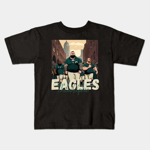 Philadelphia eagles football player graphic design cartoon style beautiful artwork Kids T-Shirt by Nasromaystro